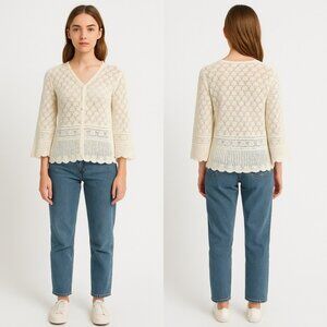 Vintage April Cornell Lace Crochet Cardigan